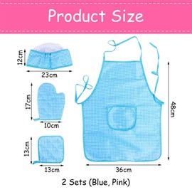 CYNOSURETECH 2 Children'S Aprons With 2 Chef Hats, 2 Kitchen Gloves And 2 Potholders, Baking Accessories, Kitchen Supplies