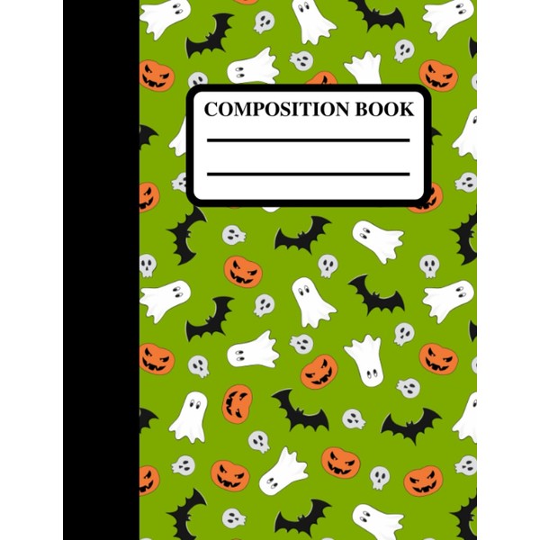 Halloween Spooky Season Cute Green Composition Notebook 120 Pages Blank