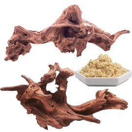 Hiwzitar Natural Large Coral Driftwood for Aquarium Decor (2 Pcs Driftwood + 200ml Filter Resin)