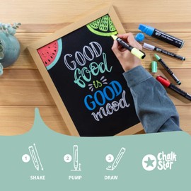 Chalkstar - Pack of 2 White Liquid Chalk Markers for Blackboard, Chalkboard, Window, or Glass - Round 2-4 mm Nibs, High Quality - Ideal Chalk Pens for Signs and Advertisements