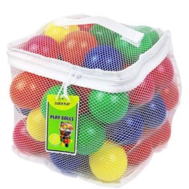 Click N' Play Ball Pit Balls for Kids, 200 Pack - Plastic Refill Balls, Phthalate & BPA Free, Reusable Storage Bag with Zipper, Gift for Toddlers and Kids for Ball Pit, Bright Colors