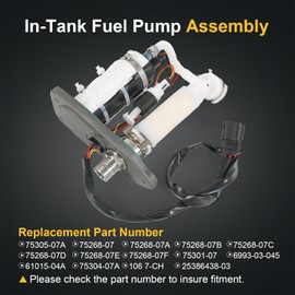 Fuel Pump Assembly Replacement for Harley Davidson Sportster 1200 883, Forty-Eight, Iron 1200 883, Seventy-Two, XR1200 XL1200 XL883 2007-2019 Replace 75305-07A 75268-07F In-Tank Fuel Pump