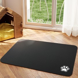 HotLive Pet Feeding Mat - Dark Grey 16"x 24" | Absorbent Dog Mat for Food and Water, No Stains Cat Bowl Mat, Easy to Clean Pet Placemats, Quick Dry Dog Water Dispenser Mat for Messy Drinkers