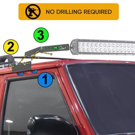 DaSen Roof Mounting Bracket for 50" Curved/Straight LED Light Bar Compatible with Jeep Cherokee XJ 1984-2001