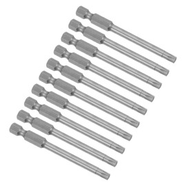 CoCud Magnetic Torx Screwdriver Bit, T25 75mm Length 1/4" Hex Shank, S2 Steel Star 6 Point Drill Driver Tamper Proof - (Applications: for Auto Repair), 10-Pieces