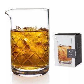 Viski Cocktail Mixing Glass 17 Oz. Crystal Pitcher Thick Base Design Bartendi...