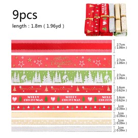 Christmas Satin Ribbon 9 Rolls Xmas Ribbon 18 Yards Red Green Gold Silver Gift Wrapping Ribbons for Xmas Gift Box Candy Bags Packaging DIY Crafting Projects Xmas Decoration Wedding Party Decor