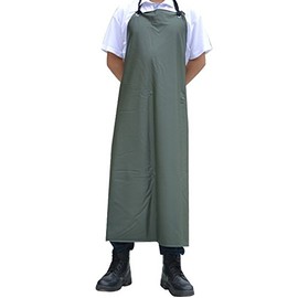 Surblue Waterproof Rubber Vinyl Apron, 47" Plus Size Aprons, Anti-Corrosion Rubber Heavy Duty Apron, Project Industrial Chemical Resistant Work Safe Clothes, Dishwashing, Cleaning Fish, Green
