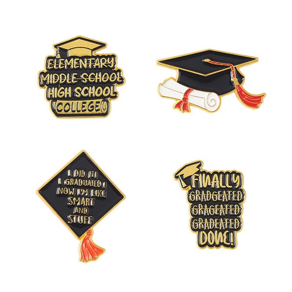 WCRAZYE Graduation Enamel Pins Set, Book Flower Graduation Cap and