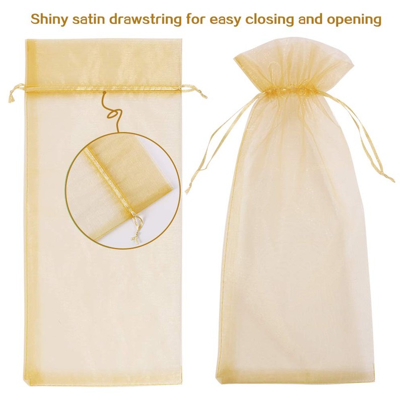 HRX Package 30pcs Organza Wine Bags, Sheer Mesh Bottle Gift