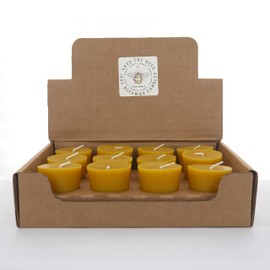 100% Beeswax Votives (Box of 12) Save The Bees by Cape Candle (Natural)