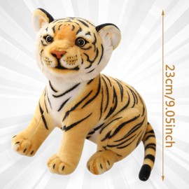 PLNVNVP Tiger Plush Toy, Realistic Tiger Cuddly Toys, Yellow Baby Plush Tiger Plush Doll, Tiger Stuffed Toy, Cushion, Plush Toy, Small Tiger Gift (23 cm, Yellow)