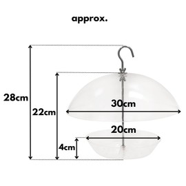 Garden Mile Clear Covered Dome Canopy Adjustable Wall Hanging Bird Filled Most Most Garden Bird Feeder Easy to Clean and Removable Tray with Hanging Hook for Small