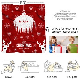 Christmas Reindeer Blanket Super Soft Cozy Warm, Christmas Blanket for Travel Camping Christmas Holiday Decor Plush Flannel Fleece Plush Throw Blankets for Sofa Couch Bed, 60"x 50"