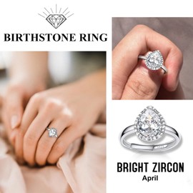 Bestyle Women's Moonstone Ring Adjustable Crystal Ring 925 Silver for Women Girls, Silver, Moonstone, garnet