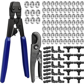 PEX Cinch Clamp Tool Kit, Including 30pcs 1/2" PPSU PEX Fittings, 70pcs 1/2" PEX Cinch Clamps, 10pcs 3/4" PEX Cinch Clamps, 1pcs PEX Pipe Clamp Cinch Tool and 1pcs Pipe Cutter