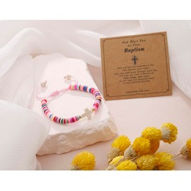 Nebubag Cross Bracelet for girls,Baptism gifts for teen girls,girl bracelets for Daughter Sister Girlfriend Grandma Wife (Baptism)