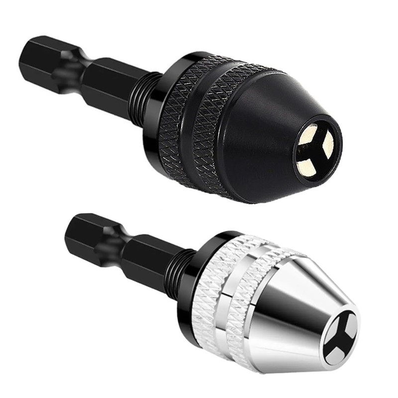 2pcs Keyless Drill Chuck Conversion Tool Adapter 0.3-6.5mm, 1/4 Inch