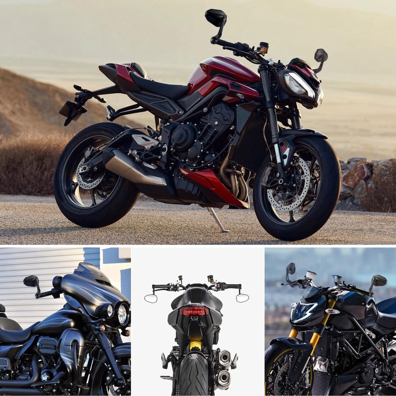 DREAMIZER Motorcycle Bar End Mirrors, CNC Aluminum Universal Motorcycle Mirror
