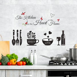 Rotumaty Kitchen Wall Stickers Decals Decor Kitchen The Heart of The Home Wall Decor Quotes Sign Utensil Art Decorations for Home Dining Room Coffee Shop