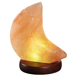 moses. Omm for you 63329 Salt Crystal Lamp Moon with USB, Natural Salt Light with LED and Rosewood Base, Salt Crystal Lamp, Orange/Red