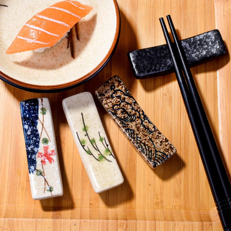 Japanese Style 4 Pcs Ceramic Chopstick Stand Rest Tableware Kitchen
