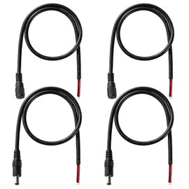 KUOQIY 4 pieces 50 cm 18 AWG DC pigtail cable, DC 5.5 mm x 2.1 mm male and female to bare wire open end power supply repair cable, for CCTV surveillance camera, DVR, LED strip light, etc