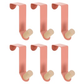 sourcing map Over The Door Hooks,6pcs - Carbon Steel Paint Door Hanger Hook, Single Hooks for Hanging Clothes, Hats, Towels (Pink)
