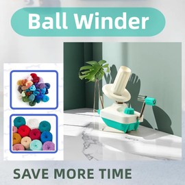 Yarn Ball Winder Woven Ball Winder Hand Operated Sturdy with Metal Handle and Table Clamp with 4 Sizes Pompom Makers + 1 Scissors