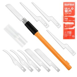 KEWAYO Mini Hand Saw Set for Model Making & DIY, 3 Interchangeable Types Saw Blade, Ideal for Wood, Branches, Craft Projects & Gardening, Hacksaw Blades with Storage Bag (9)