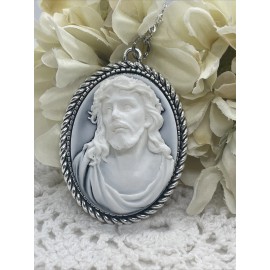 Fancy Fox Boutique Silver Christ Church Gift CAMEO  JESUS MOM MOTHER DAUGHTER WIFE NECKLACE PENDANT