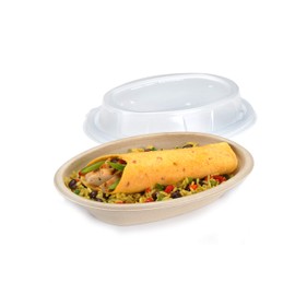 Sabert Clear High Dome Lid for Pulp Burrito Bowls and Small Oval Pulp Plate, 300 Count