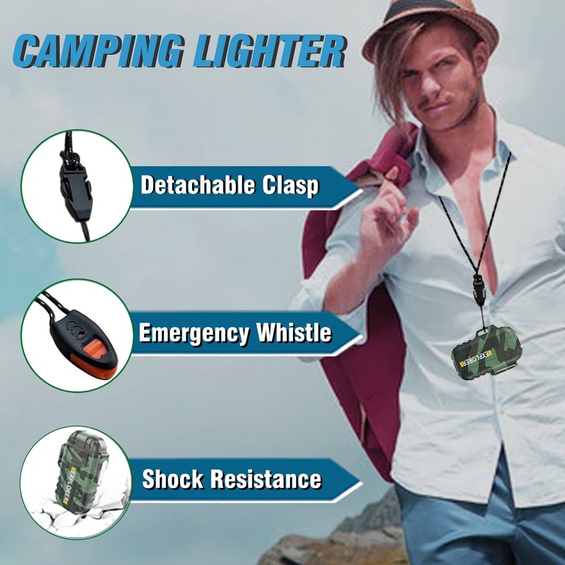 Torch Lighter, Refillable Butane Windproof Outdoor Gas With Adjustable Jet