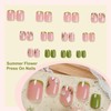 French False Nails Short - 24Pcs Pink Green French Tip