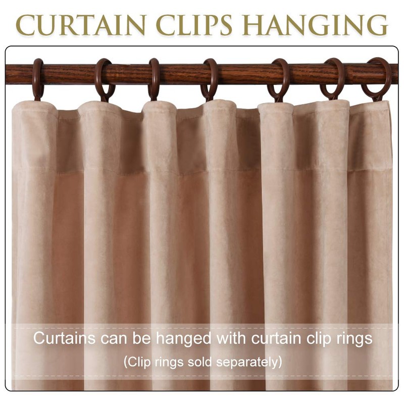 StangH 84 inches Beige Blush Velvet Curtains Farmhouse Decor for