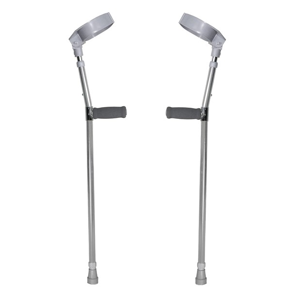 PCP Forearm Crutches, Lightweight Aluminum, Push Button Adjustable Height and Forearm Cuff, Comfort Grip, 1 Pair