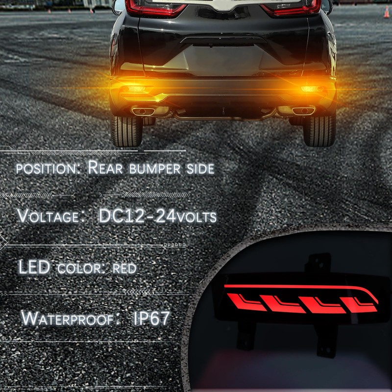 GEEGEETOP Full Lens LED Rear Reflector Bumper Fog Light Assembly
