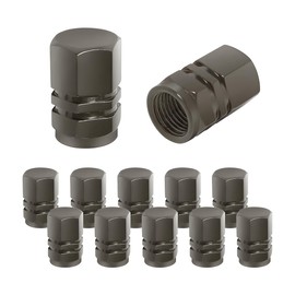 CGEAMDY Valve Caps for Car Tyres, Pack of 12 Aluminium Car Wheel Caps, Waterproof Universal Tyre Valve for Cars, Trucks, Motorcycles, SUVs and Bicycles (Grey)