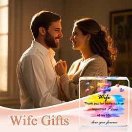 Gifts for Wife, Wife Birthday Gifts Colourful Acrylic Plaque, Valentine Gift for Her Women from Husband Romantic Wedding Valentine Gift for Wife, Love You Forever