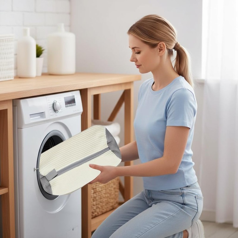 Corduroy Shoe Washing Bag for Washer and Dryer, 19 x