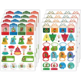 Christmas Gift Tags Stickers, 160 Pcs Christmas Name Tags Christmas Labels Self Adhesive Christmas Wrapping Paper Tags for Christmas Gift Decorations