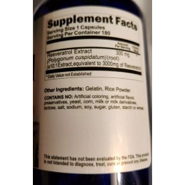 Vitamins Because Resveratrol Extract 3000mg 2X180Caps Maximum Strength  USA Made Antioxidant