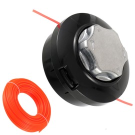 HUAREW M10 x 1.25 Left Line Head for Brush Cutter Aluminium Alloy Mowing Head Automatic Tip Double Thread Head with 30 m x 2.4 mm Nylon Grass Trimmer Line