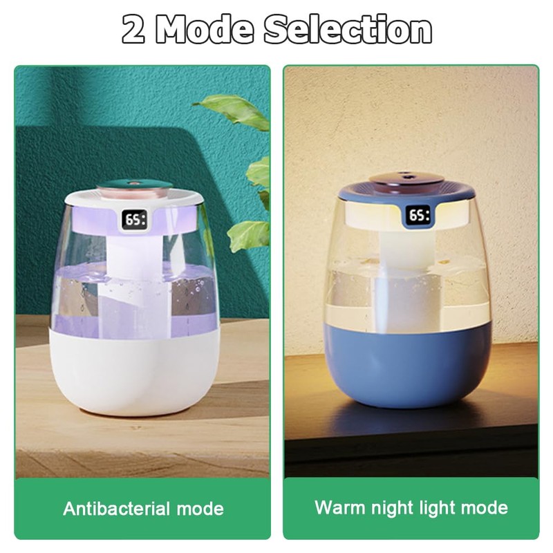 DONGKER Double Spray Humidifier,1L Silent USB Digital Display Humidifier with