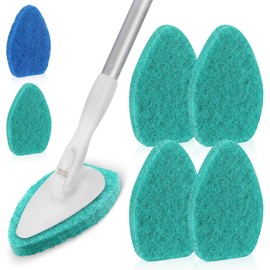 Baderke 4 Pcs Tub Tile Scrubber Cleaning Brush Pads (Without Handle) Compatible with Qaestfy Non-Scratch Scouring Pads Scrub Brush for Shower Bathroom Buildup Toilet Wall Floor(Green)