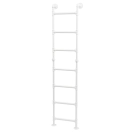 7-Step Wall Mounted Steel Ladder, Window Well Loft Ladder for Bedroom Bunk Bed Camper Dorm, Indoor Climb Step for Small Space Basement Gym