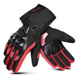 WESTWOOD FOX Waterproof Motorbike Gloves Thermal Winter Motorcycle Gloves Mens Women Biker Gloves Touchscreen Warm Velvet Lining Windproof Riding Gloves for BMX ATV, Mountain Skiing (Royal Red, L)