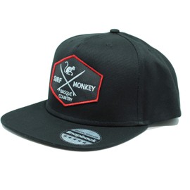 5 Panel Snapback Rapper Cap Black - Surf Monkey® - Flat Peak - Rapper Cap - Retro Style Snapback Size Adjuster