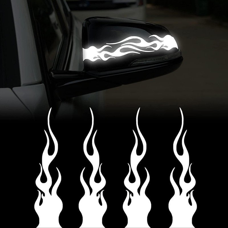 Fokmuaex 4pcs Reflective Flame Stickers, Universal Simulation Flame Decorative Stickers