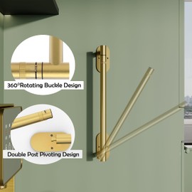 RUACQ Paper Towel Holder Under Cabinet, Wall Mounted or Adhesive Stainless Steel Paper Towel Holder,Round Base Paper Towel Rack for Kitchen, RV, Bathroom (Brushed Gold)